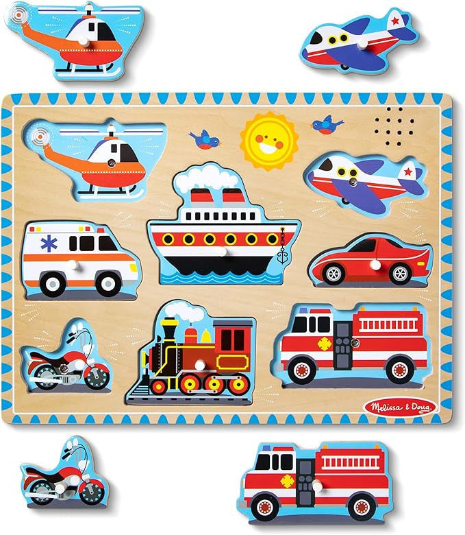 Melissa and Doug Vehicles Sound Puzzle 8 piece wooden puzzle – view 7