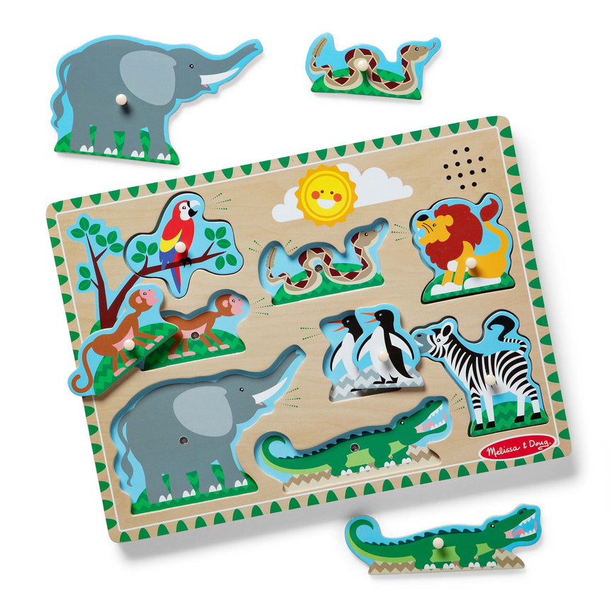 Melissa and Doug Zoo Animals Sound Puzzle 8 piece wooden puzzle – view 4