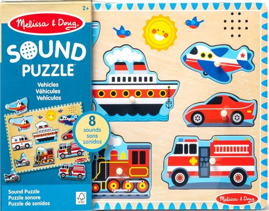 Melissa and Doug Vehicles Sound Puzzle 8 piece wooden puzzle – view 8