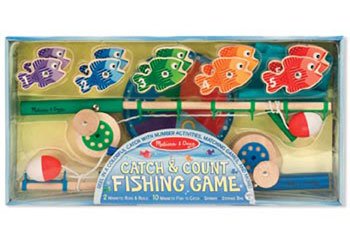 Melissa and Doug Catch and Count wooden magnetic fishing game with rods