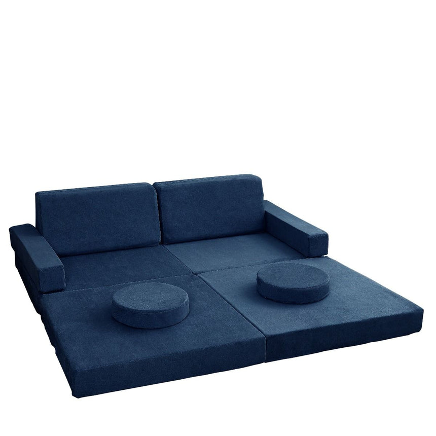 All 4 Kids Ethan 10 PCS Modular Play Couch - Dark Blue