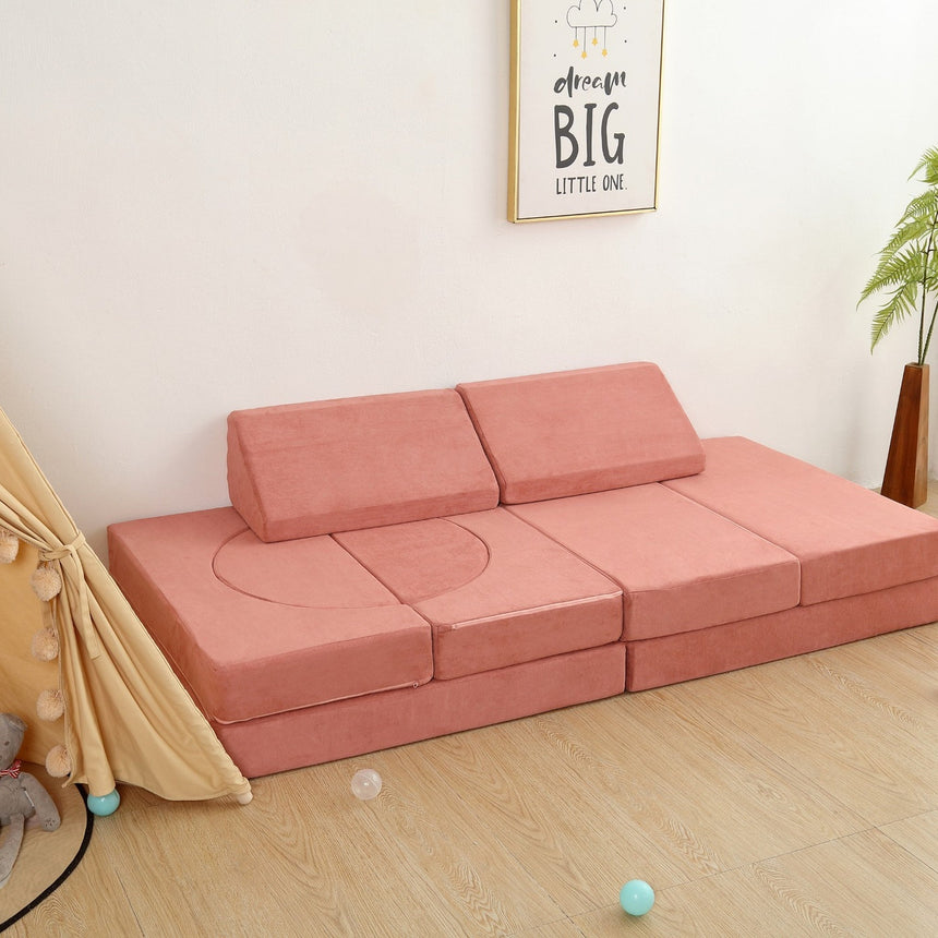 All 4 Kids Ollie10 PCS Modular Play Couch Set - Pink