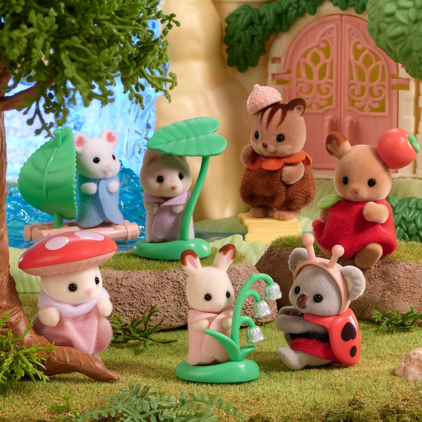 Sylvanian Families Baby Forest Costume Series babies in a forest play scene
