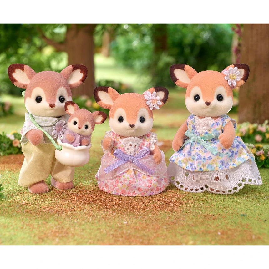 Sylvanian Families Deer Family figures in a garden scene