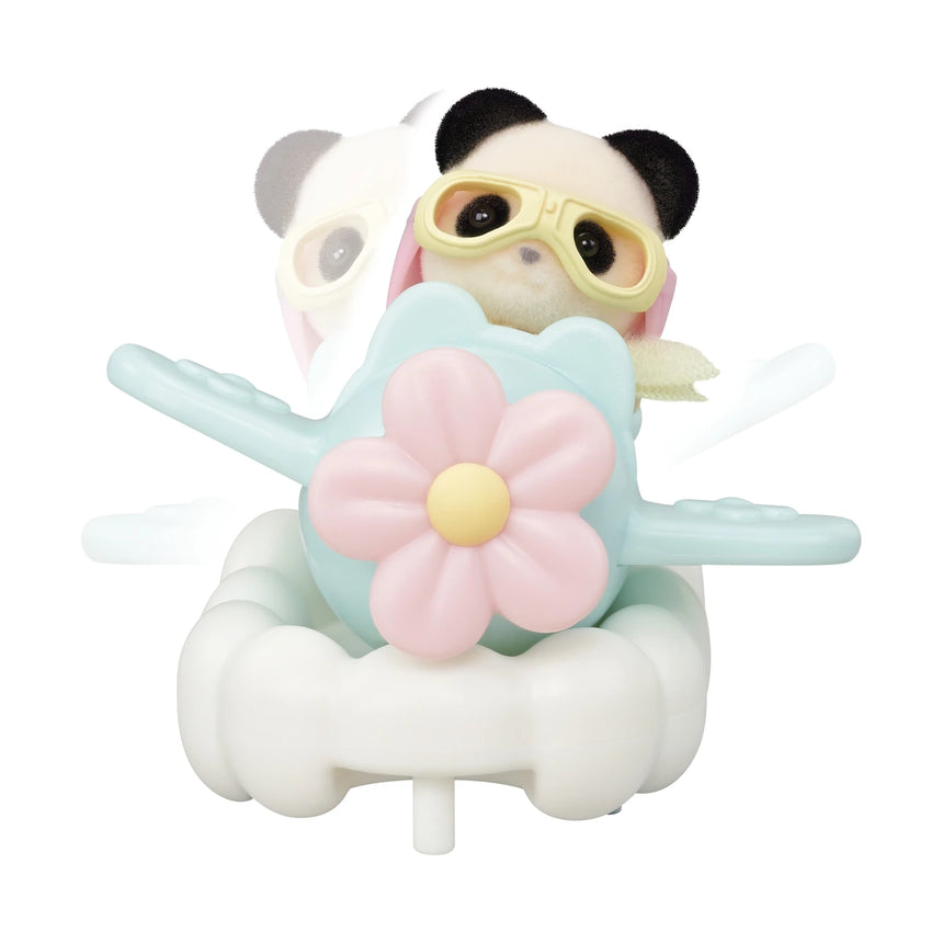 Sylvanian Families Amusement Park Ride Set plane ride with panda baby figure