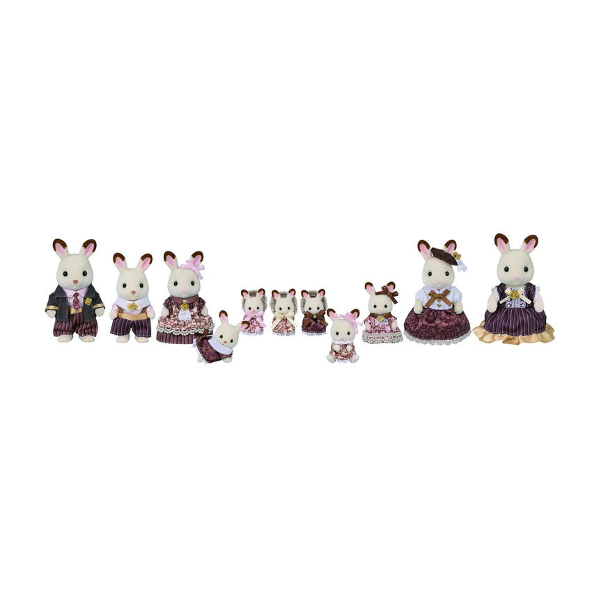 Sylvanian Families Chocolate Rabbit Family Anniversary Set with 11 dressed rabbit figures