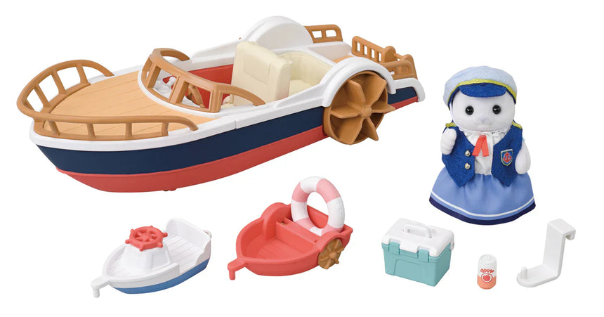 Sylvanian Families Seal Sailor's Leisure Boat with Amora seal mother and paddle boat – view 6