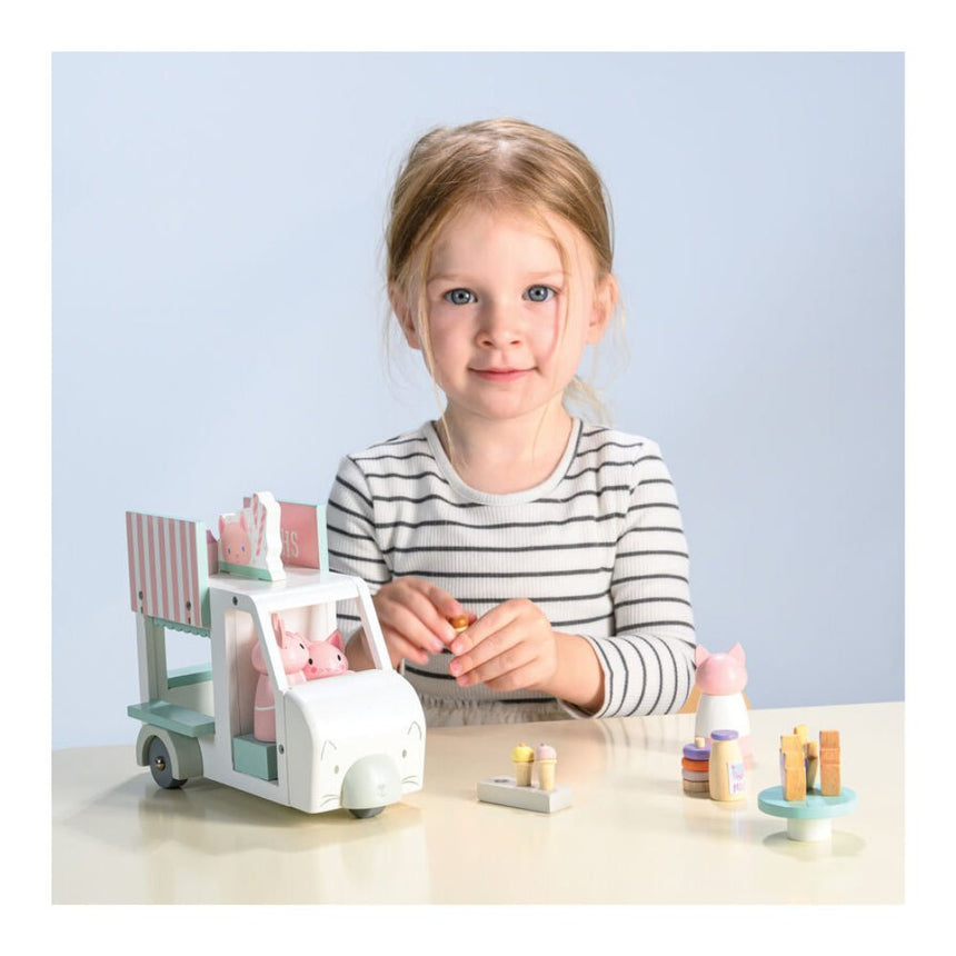 Tender Leaf Toys Wooden Kitty's Milkshake Van