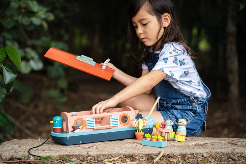 Tender Leaf Toys Wooden Little Otter Canal Boat Play Set