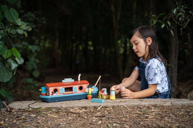 Tender Leaf Toys Wooden Little Otter Canal Boat Play Set