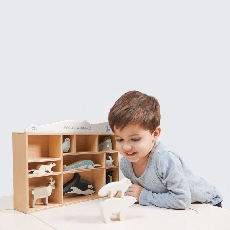 Tender Leaf Toys Wooden Polar Animals Display Shelf Set