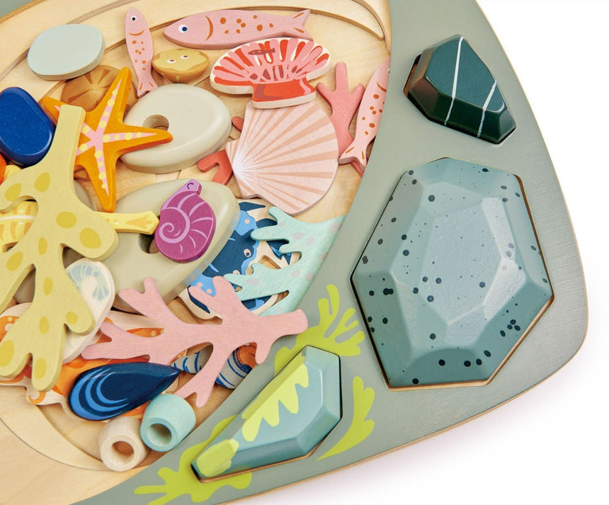 Tender Leaf Toys Pretend Wooden Ocean Rock Pool Play Set