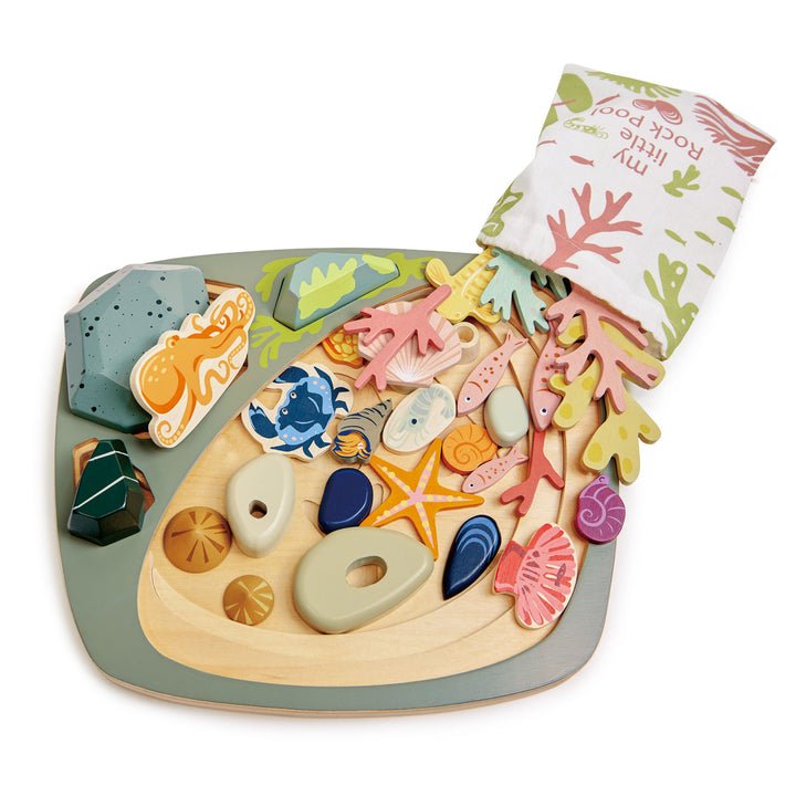 Tender Leaf Toys Pretend Wooden Ocean Rock Pool Play Set