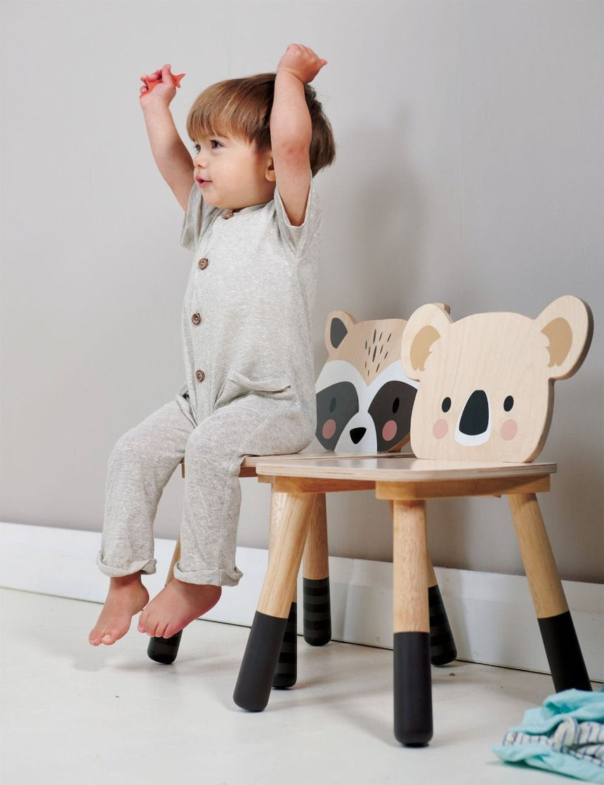 Tender Leaf Toys Kids Wooden Forest Raccoon Chair