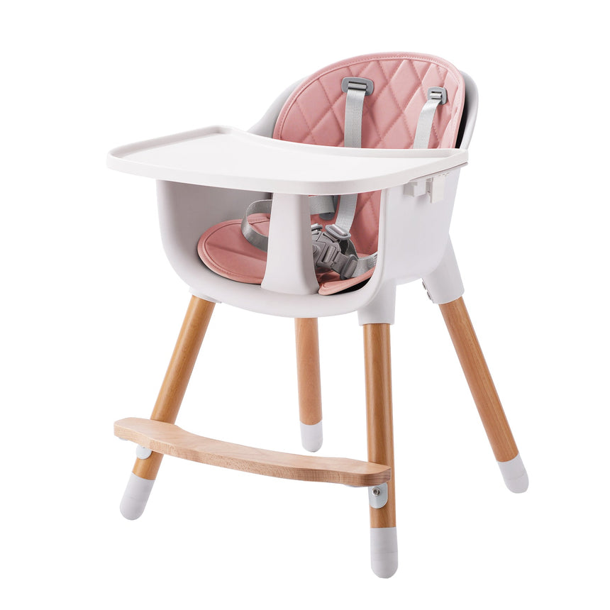 JOY BABY Amelia 2-in-1 Timber Highchair - Pink