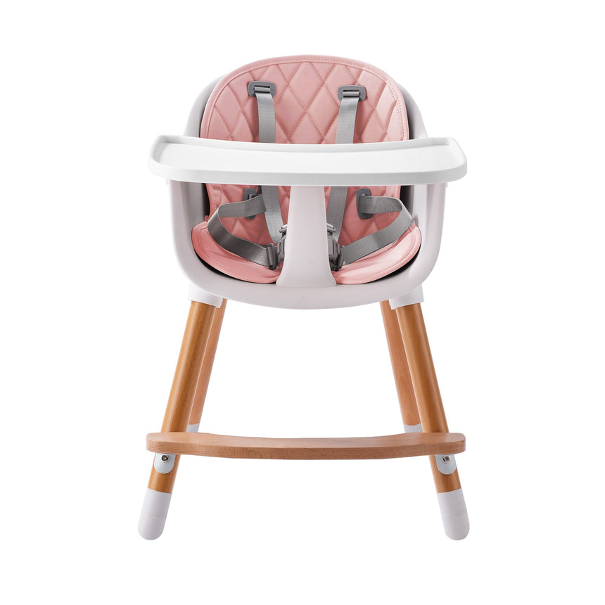 JOY BABY Amelia 2-in-1 Timber Highchair - Pink