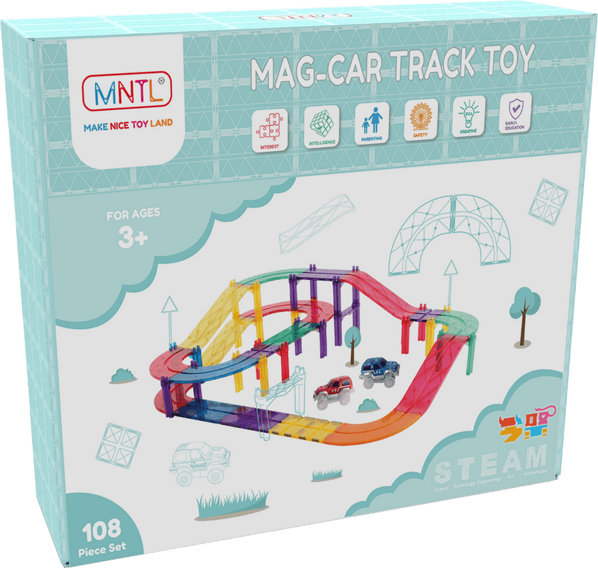 MNTL Classic Magnetic Car Track Set 108 Pcs