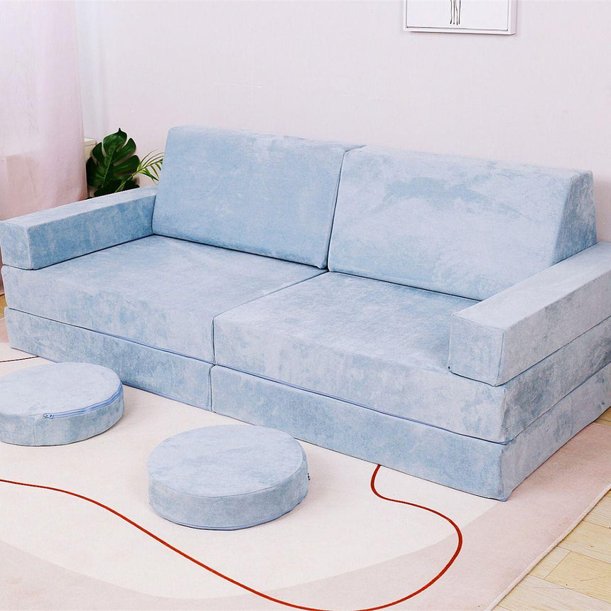 All 4 Kids Ethan 10 PCS Play Couch - Blue