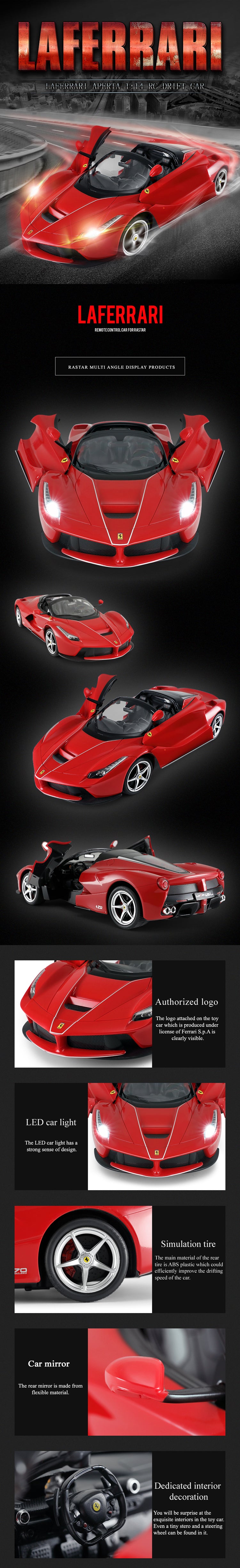 Rastar Licensed 1:14 Radio Control Car - Ferrari LaFerrari Aperta