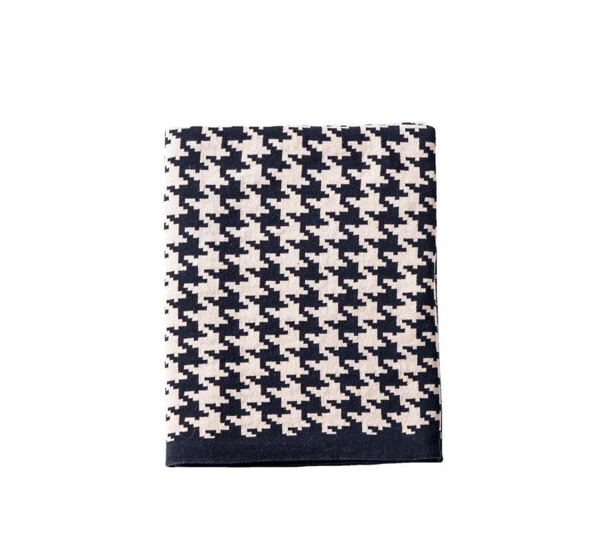All 4 Kids Houndstooth Soft Pattern Knitted Throw Blanket