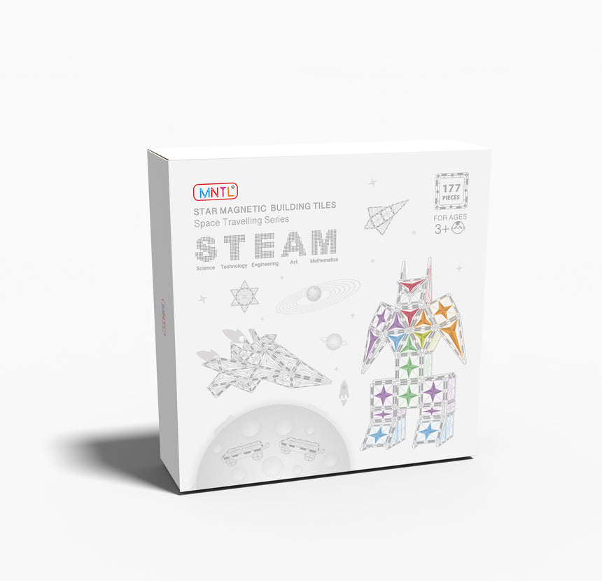 MNTL Pastel Space Travelling Magnetic Tile Set 177 Pcs