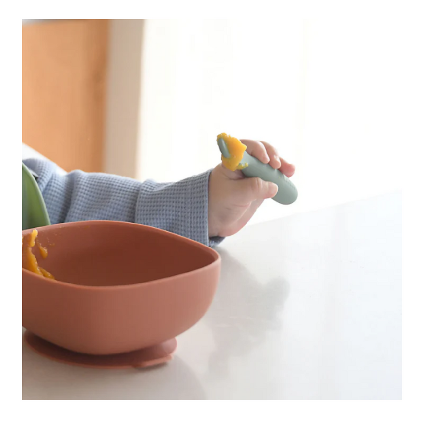 Beaba Silicone Pre-Spoons 2 Pack - Sage Green/Velvet Grey