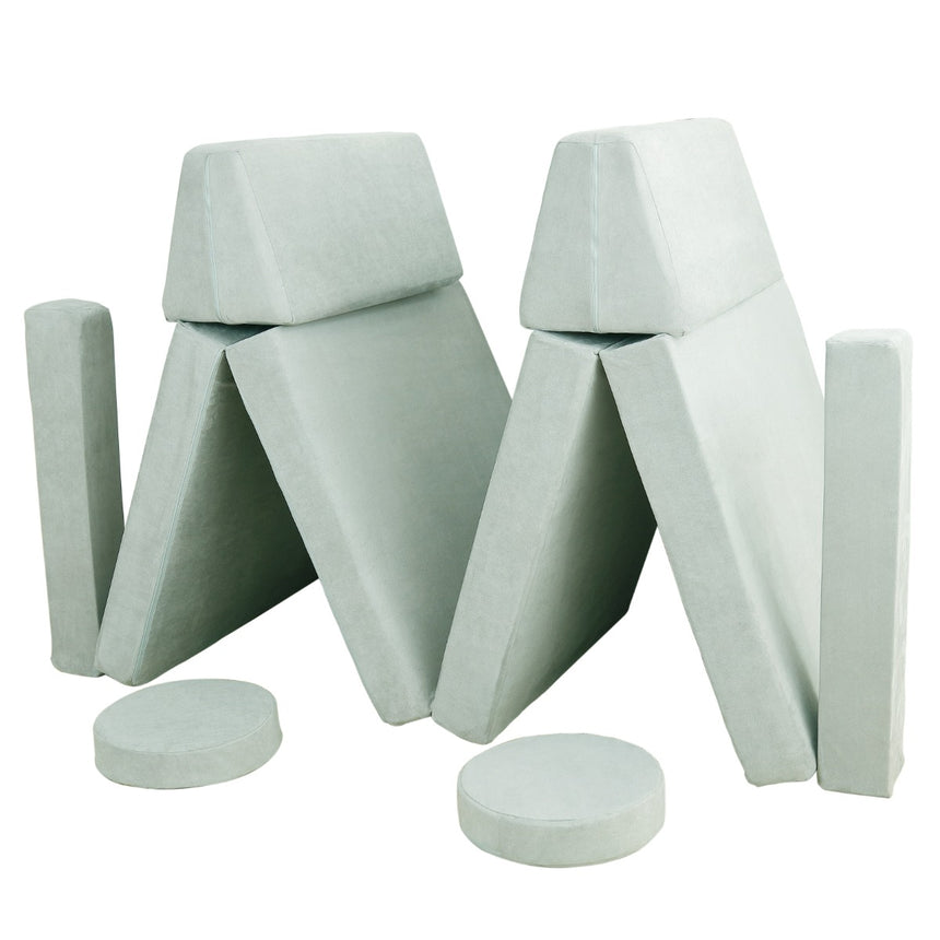 All 4 Kids Ethan 10 PCS Modular Play Couch - Green