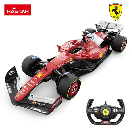 Red Ferrari F1 toy car with remote control, perfect for kids' racing adventures