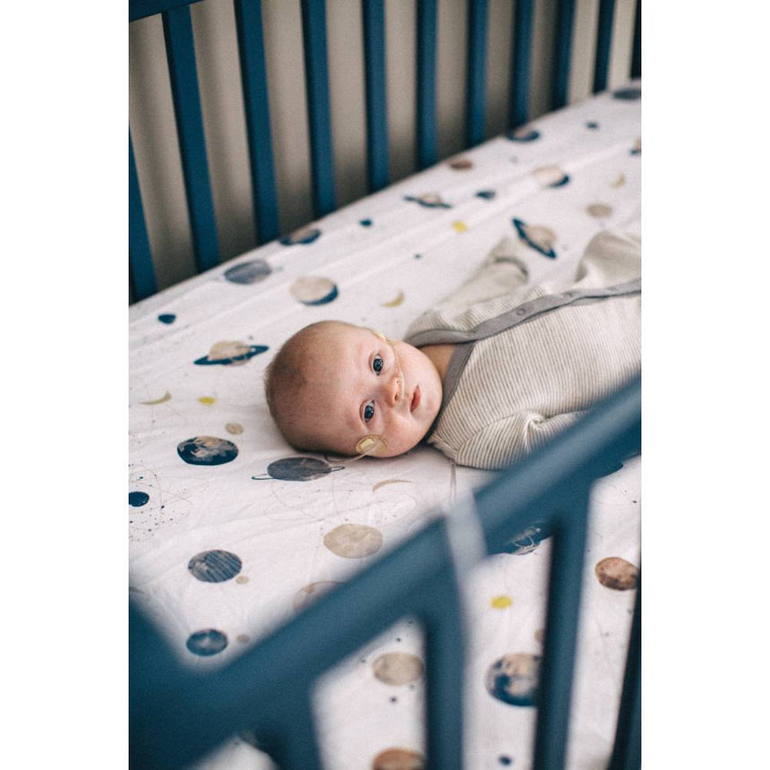 Little Unicorn Muslin Fitted Cot Sheet - Planetary
