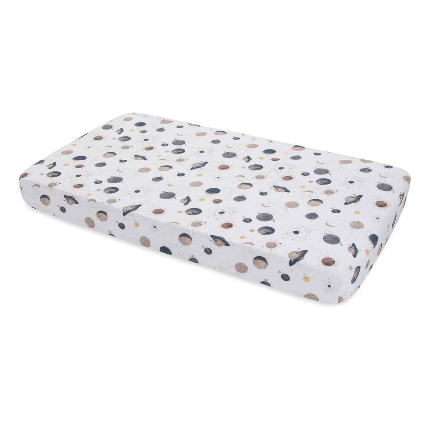 Little Unicorn Muslin Fitted Cot Sheet - Planetary