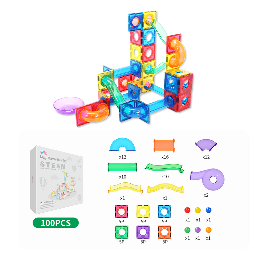 MNTL Magnetic Tiles Marble Run 100 Pcs Set