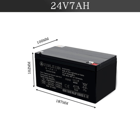 24V 7Ah ride-on car battery showing F2 spade terminals