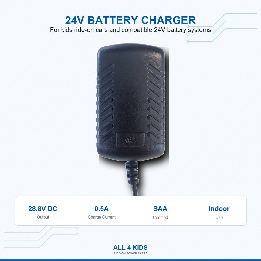 24V SAA approved battery charger for kids ride-on cars