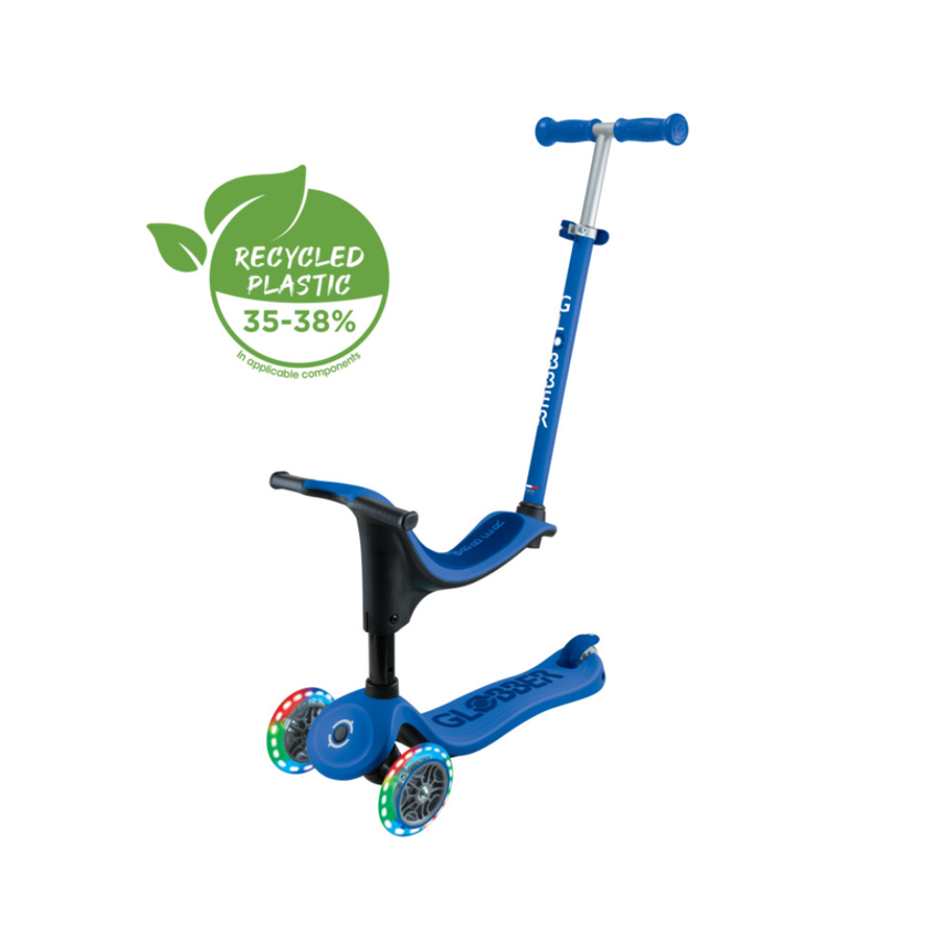 Globber Go Up Sporty Lights Convertible Scooter - Navy Blue/ Dark Navy Blue