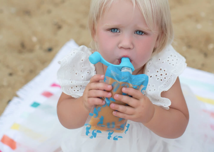 Cherub Baby Silicone Food Pouch Soft Spouts 2PK - Aqua/ Mint