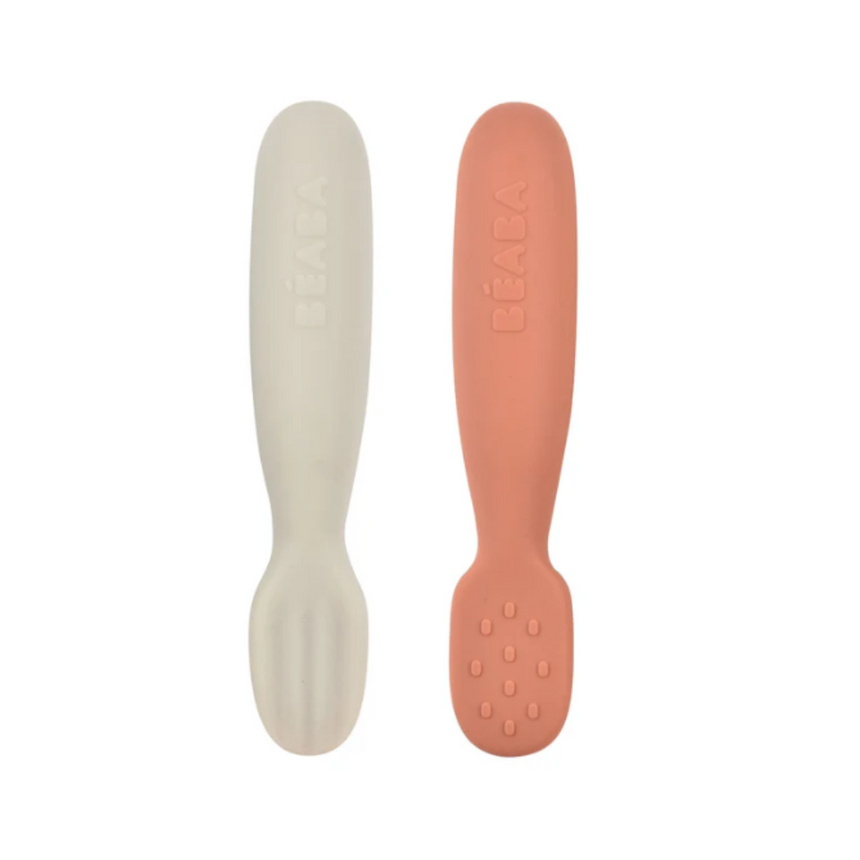 Beaba Silicone Pre-Spoons 2 Pack - Terracotta/Velvet Grey