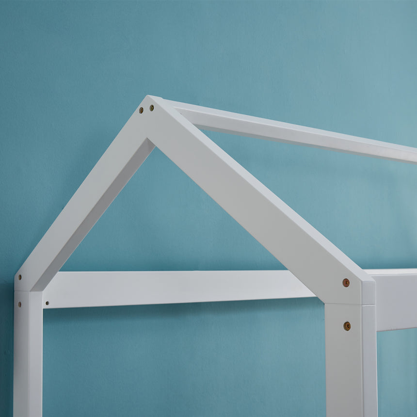 ALL 4 KIDS Layla White Wooden House Single Bed with Under Bed Storage