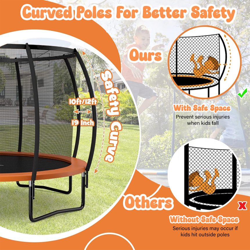 ALL 4 KIDS 8 FT Jump Zone Spring Trampoline with Basketball Board