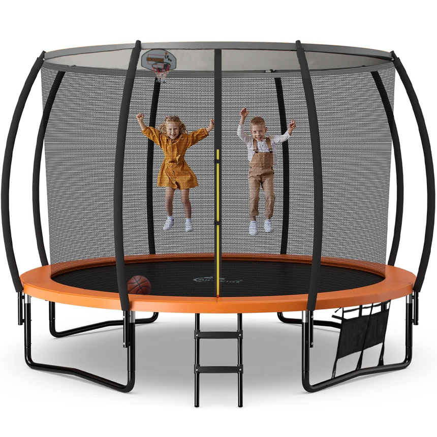ALL 4 KIDS 12 FT Jump Zone Spring Trampoline with Basketball Board