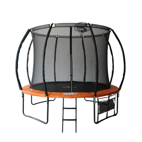 ALL 4 KIDS 10 FT Jump Zone Spring Trampoline with Basketball Board