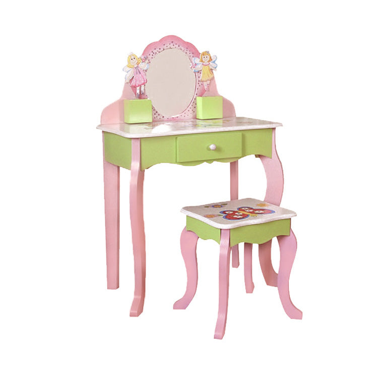All 4 Kids Layla Girls Flower Vanity Set with Stool