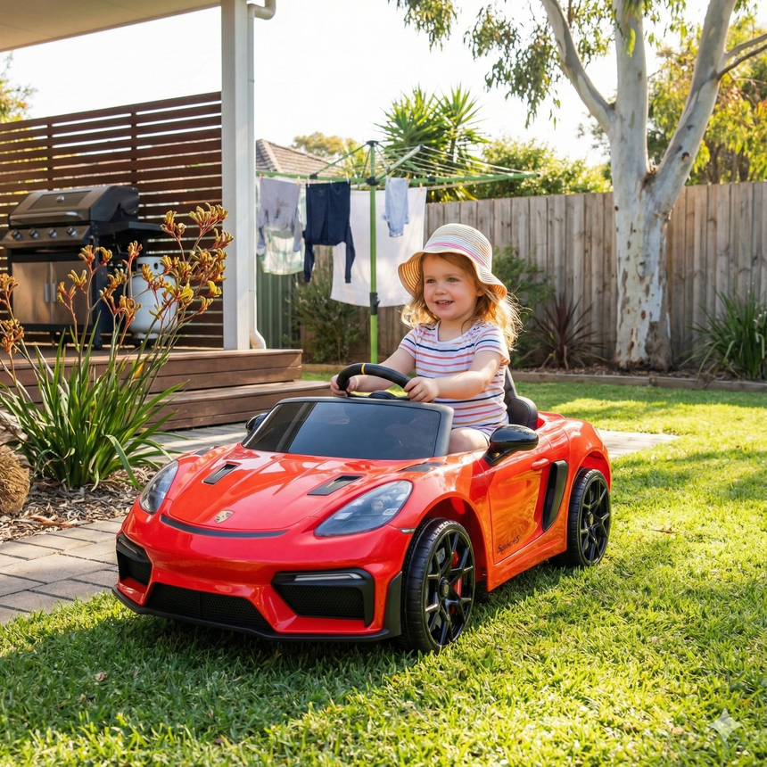 ALL 4 KIDS Licensed Porsche 718 Spyder Kids Electric Ride-On Car
