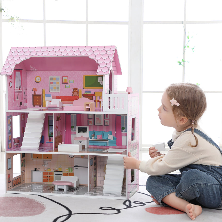 ALL 4 KIDS 3 Level Paisley Dollhouse with Furniture