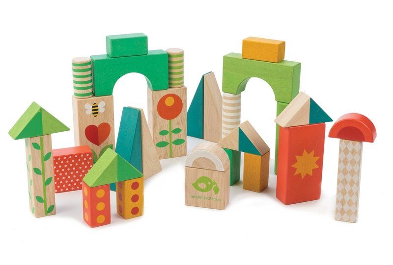 Tender Leaf Toys Wooden Wagon with Building Blocks