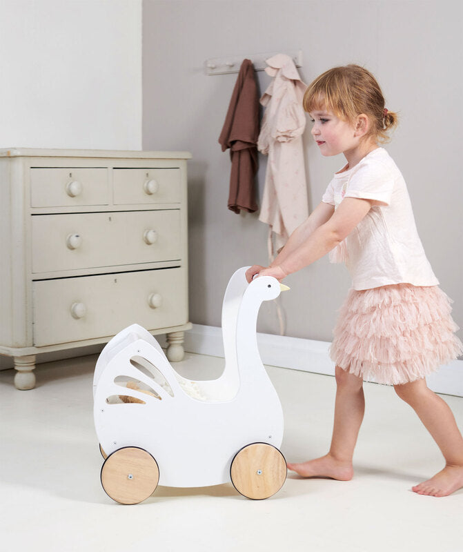 Tender Leaf Toys Doll's Sweet Swan Pram