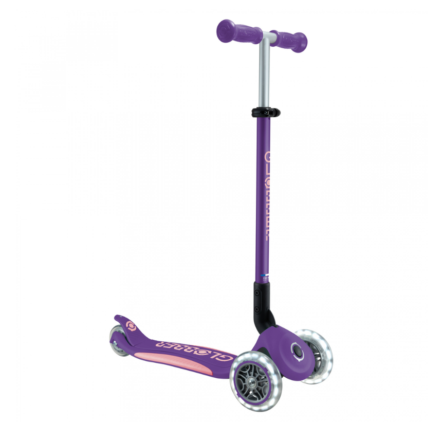 Globber Primo FOLD PLUS LIGHTS Scooter - Purple/ Pastel Pink