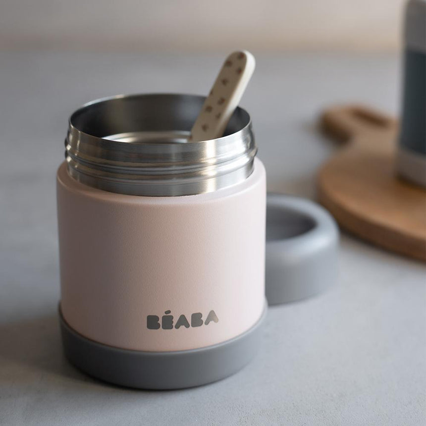 Beaba Stainless Steel Isothermal Portion 300ML - Dark Mist/ Light Pink