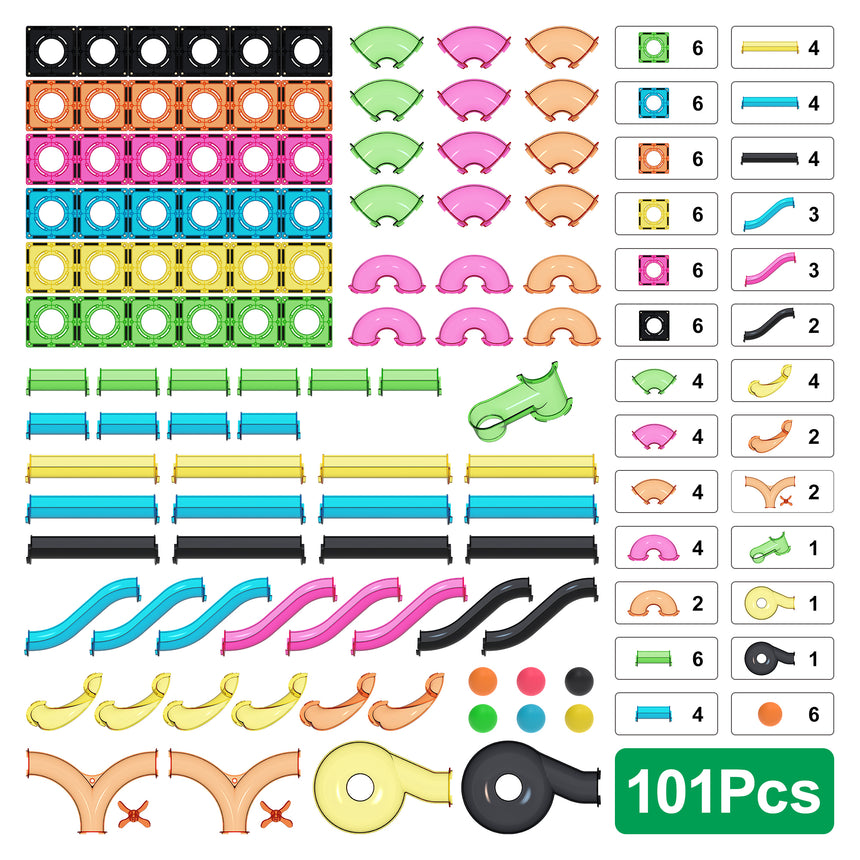 MNTL Fluorescent Magnetic Marble Run Set 101 Pcs