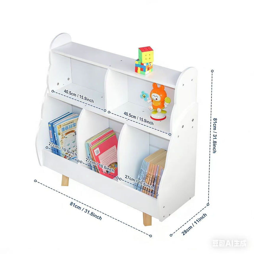 All 4 Kids Ellis Bookshelf with Toy Storage Cube
