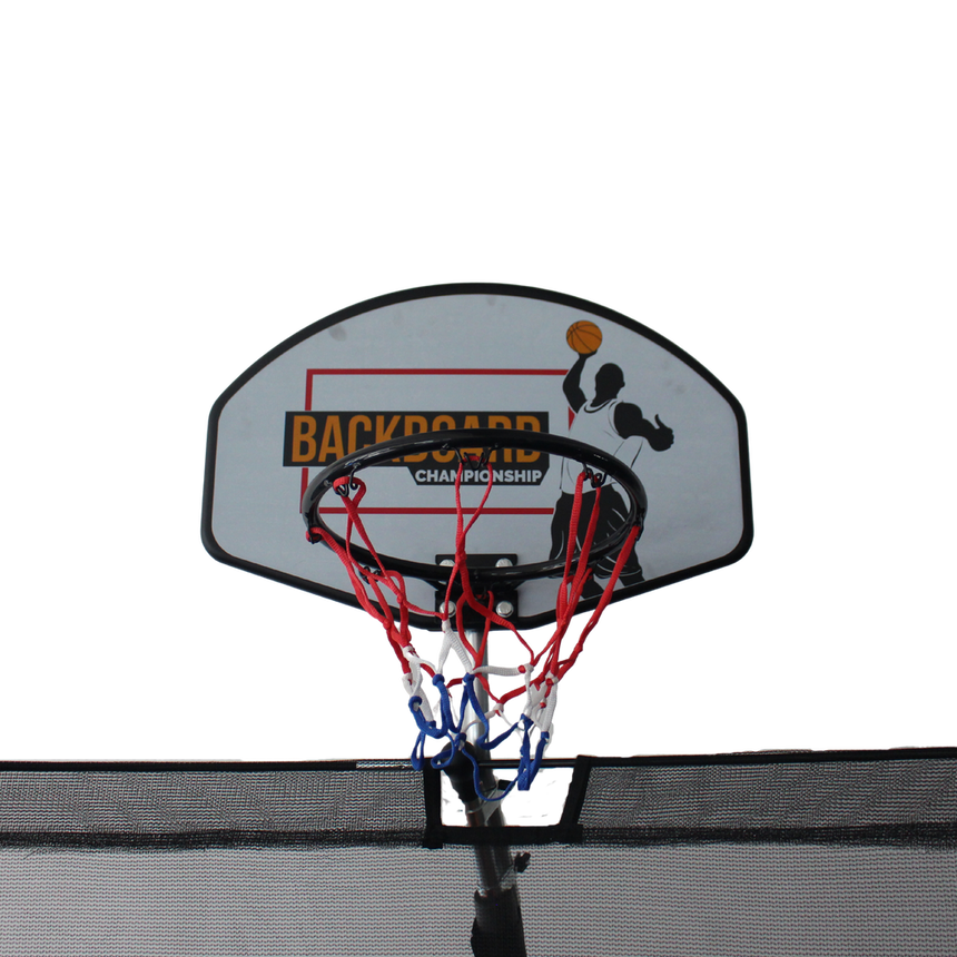 ALL 4 KIDS 8 FT Jump Zone Spring Trampoline with Basketball Board